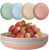 Cutlerie Unbreakable Wheat Straw Plates - Reusable Plates 4-Piece Set - Dishwasher & Microwave Safe - BPA Free & Eco-Friendly - 8 Inch