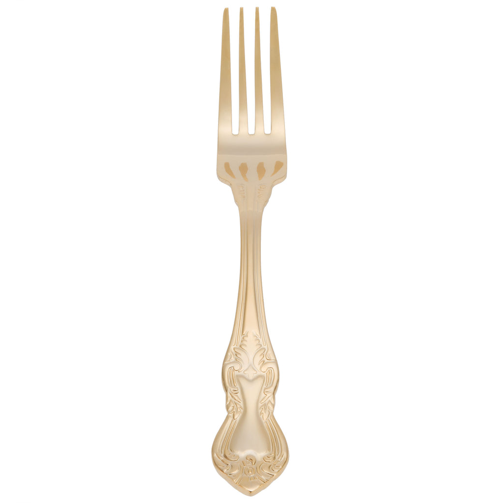 10 Strawberry Street CRWNGLD-DF Crown Royal 7 3/4" Gold Plated 18/0 Heavy Weight Stainless Steel Dinner Fork - 12/Pack