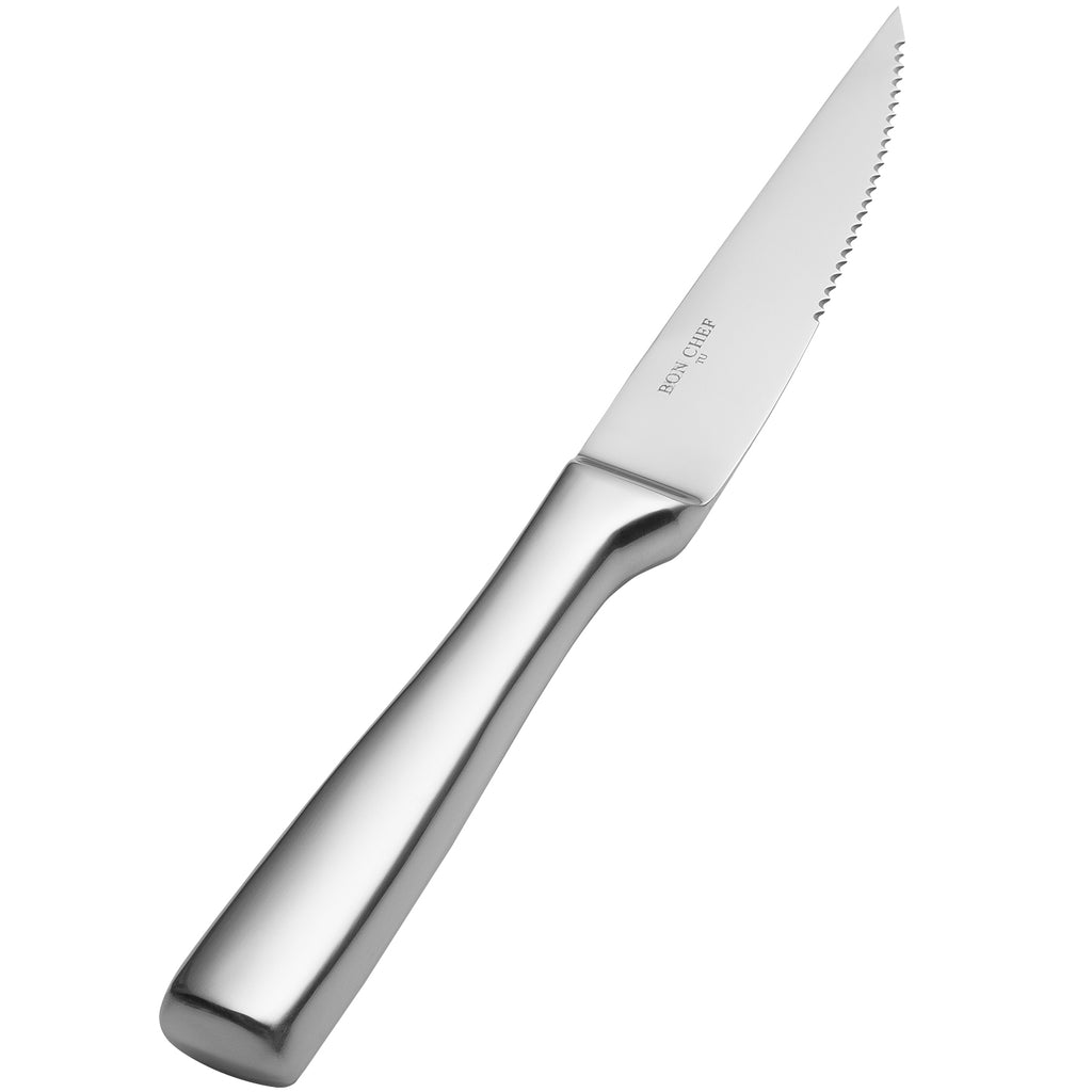 Bon Chef S3020 Manhattan 9 3/4" 13/0 Stainless Steel Extra Heavy Hollow Handle Gaucho Steak Knife - 12/Pack