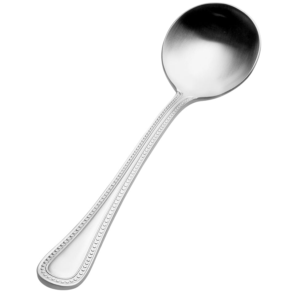 Bon Chef S1001 Sombrero 6 1/8" 18/10 Stainless Steel Extra Heavy Bouillon Spoon - 12/Pack