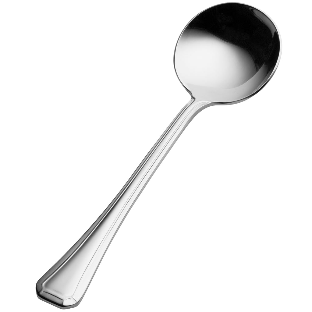 Bon Chef S501 Prism 6 1/8" 18/10 Stainless Steel Extra Heavy Bouillon Spoon - 12/Pack