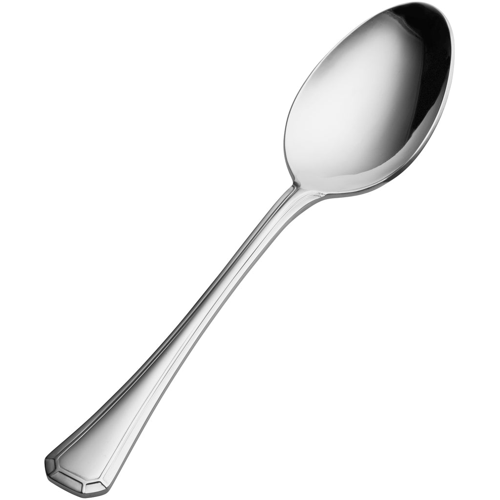 Bon Chef S503 Prism 7 3/16" 18/10 Stainless Steel Extra Heavy Soup / Dessert Spoon - 12/Pack