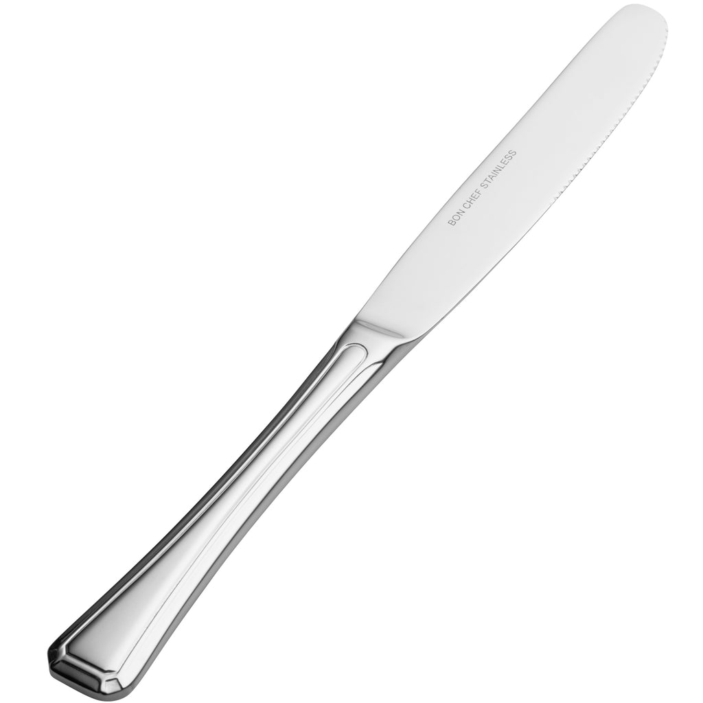 Bon Chef S514 Prism 9 5/8" 13/0 Stainless Steel Extra Heavy European Size Hollow Handle Dinner Knife - 12/Pack