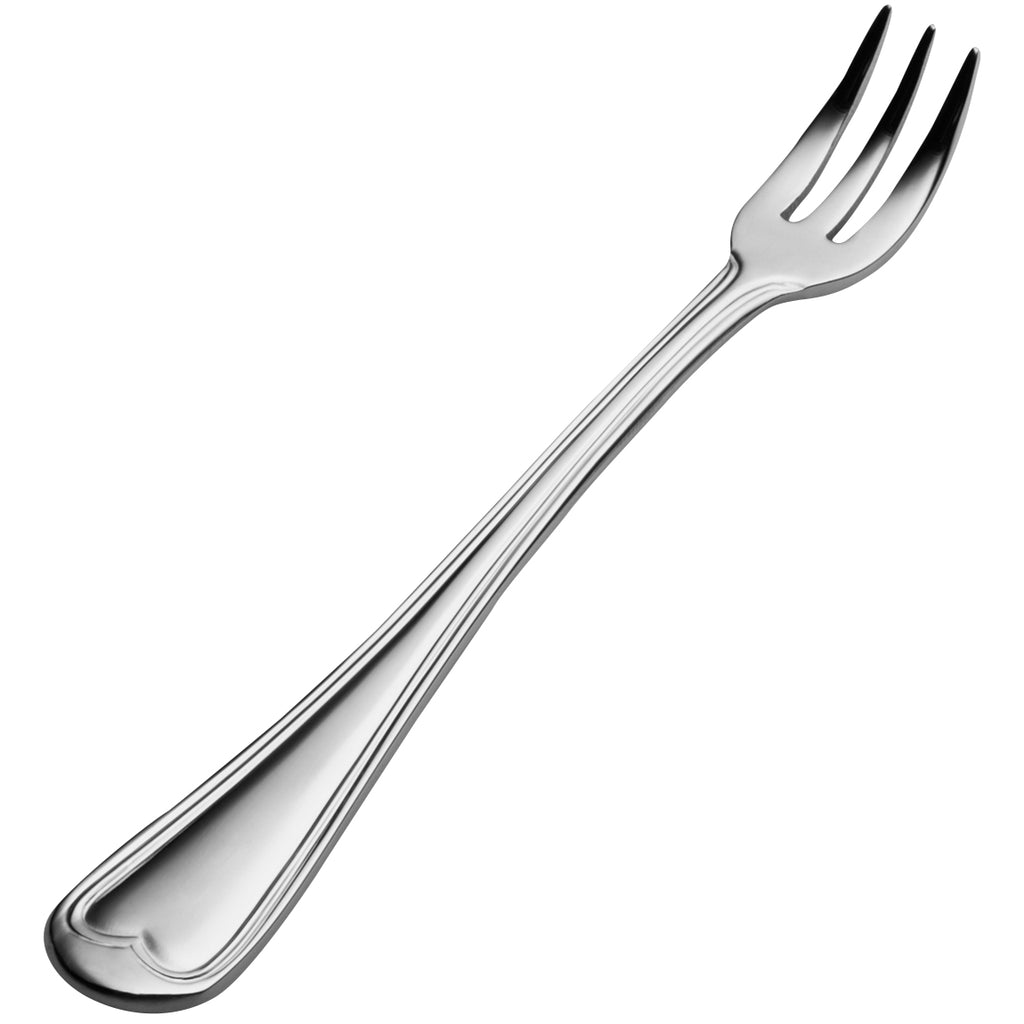 Bon Chef S608 Victoria 5 5/8" 18/10 Stainless Steel Oyster / Cocktail Fork - 12/Pack