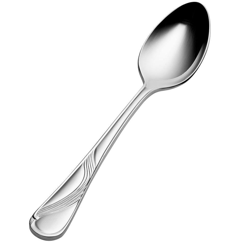 Bon Chef S2216 Wave 4 15/16" 18/10 Stainless Steel Demitasse Spoon - 12/Pack