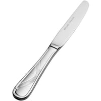 Bon Chef S2217 Wave 7" 13/0 Stainless Steel European Size Solid Handle Butter Knife - 12/Pack