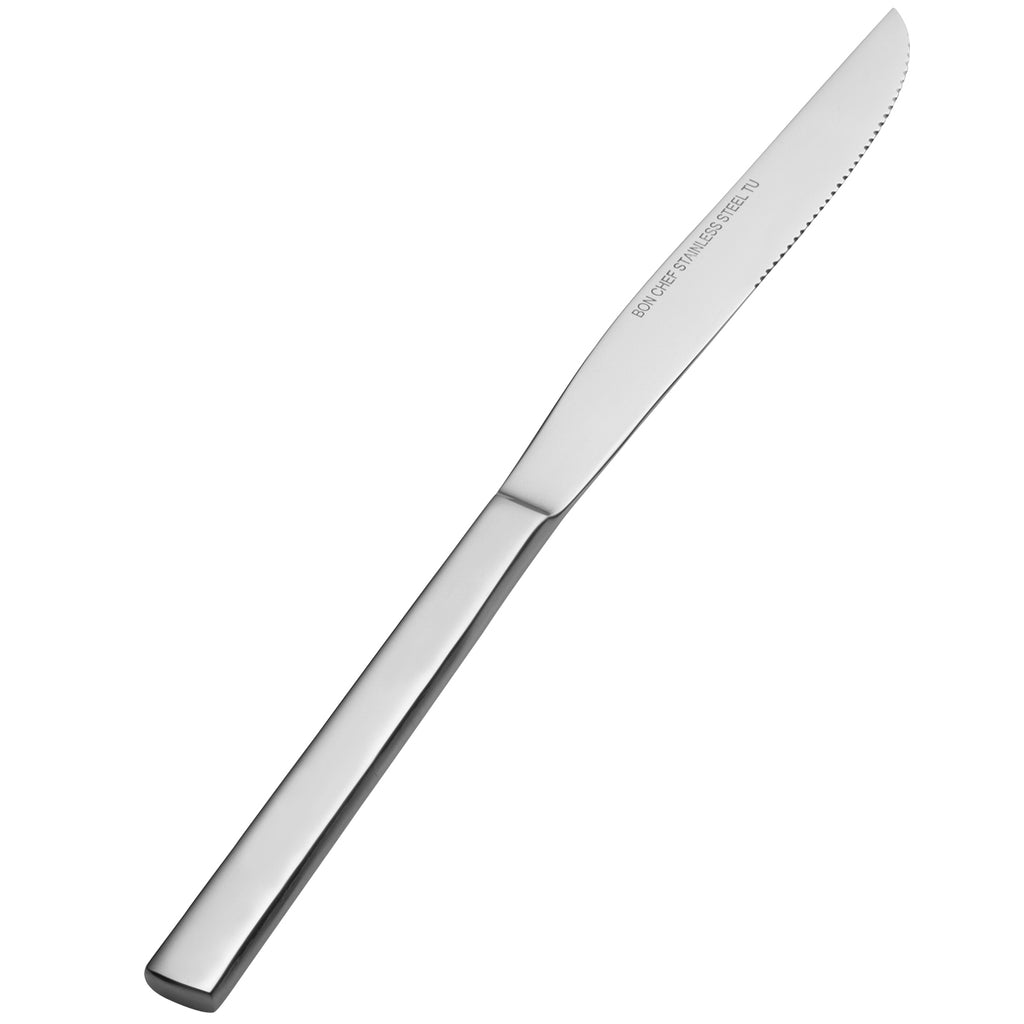 Bon Chef S3815 Milan 9 1/8" 13/0 Stainless Steel Extra Heavy Steak Knife - 12/Pack