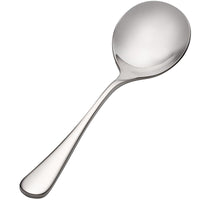 Bon Chef S4001 Como 6 3/8" 18/10 Stainless Steel Extra Heavy Bouillon Spoon - 12/Pack