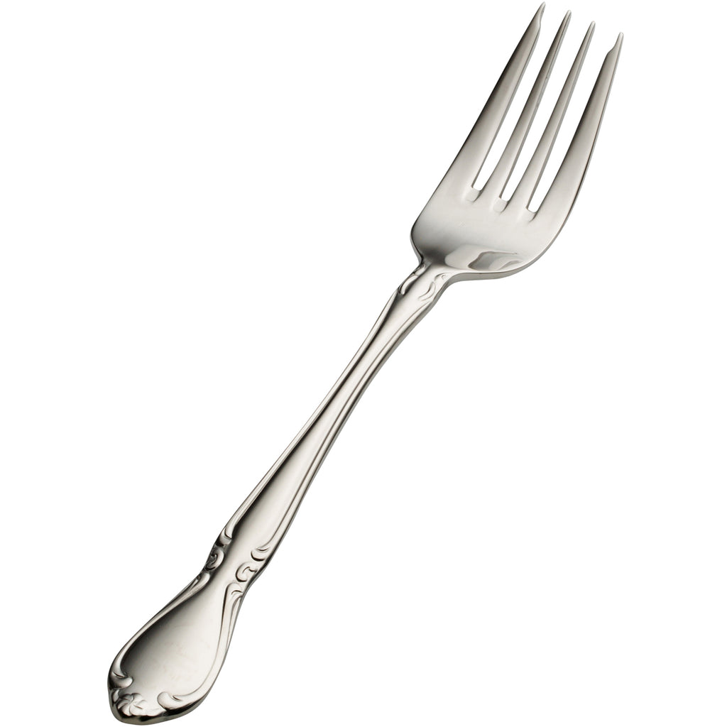 Bon Chef S1807 Queen Anne 7 1/4" 18/10 Stainless Steel Salad / Dessert Fork - 12/Pack