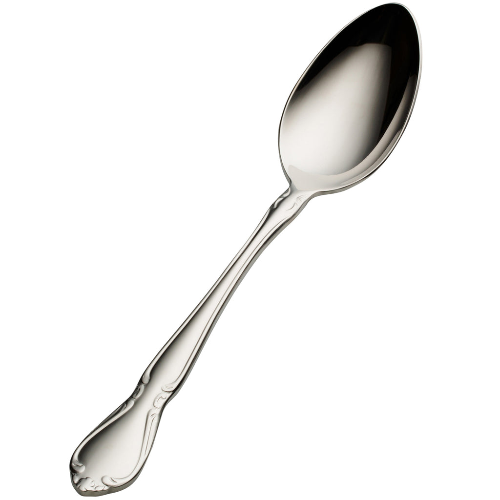 Bon Chef S1803 Queen Anne 7 5/8" 18/10 Stainless Steel Soup / Dessert Spoon - 12/Pack