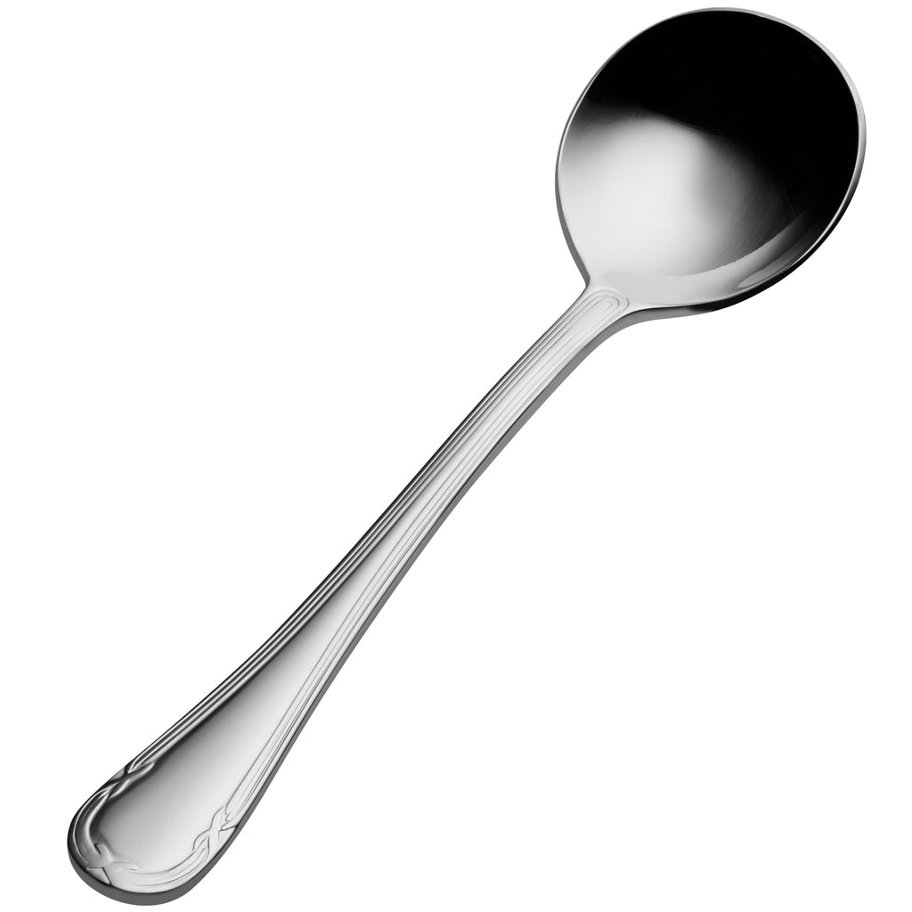 Bon Chef S801 Florence 6 1/8" 18/10 Stainless Steel Bouillon Spoon - 12/Pack