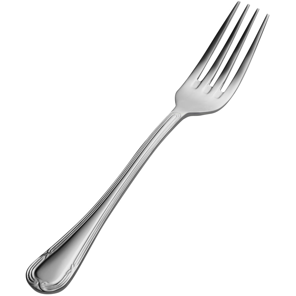 Bon Chef S806 Florence 8 3/16" 18/10 Stainless Steel European Size Dinner Fork - 12/Pack