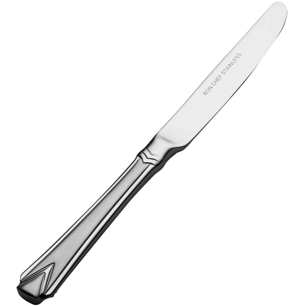 Bon Chef S1317 Gothic 7" 13/0 Stainless Steel European Size Solid Handle Butter Knife - 12/Pack
