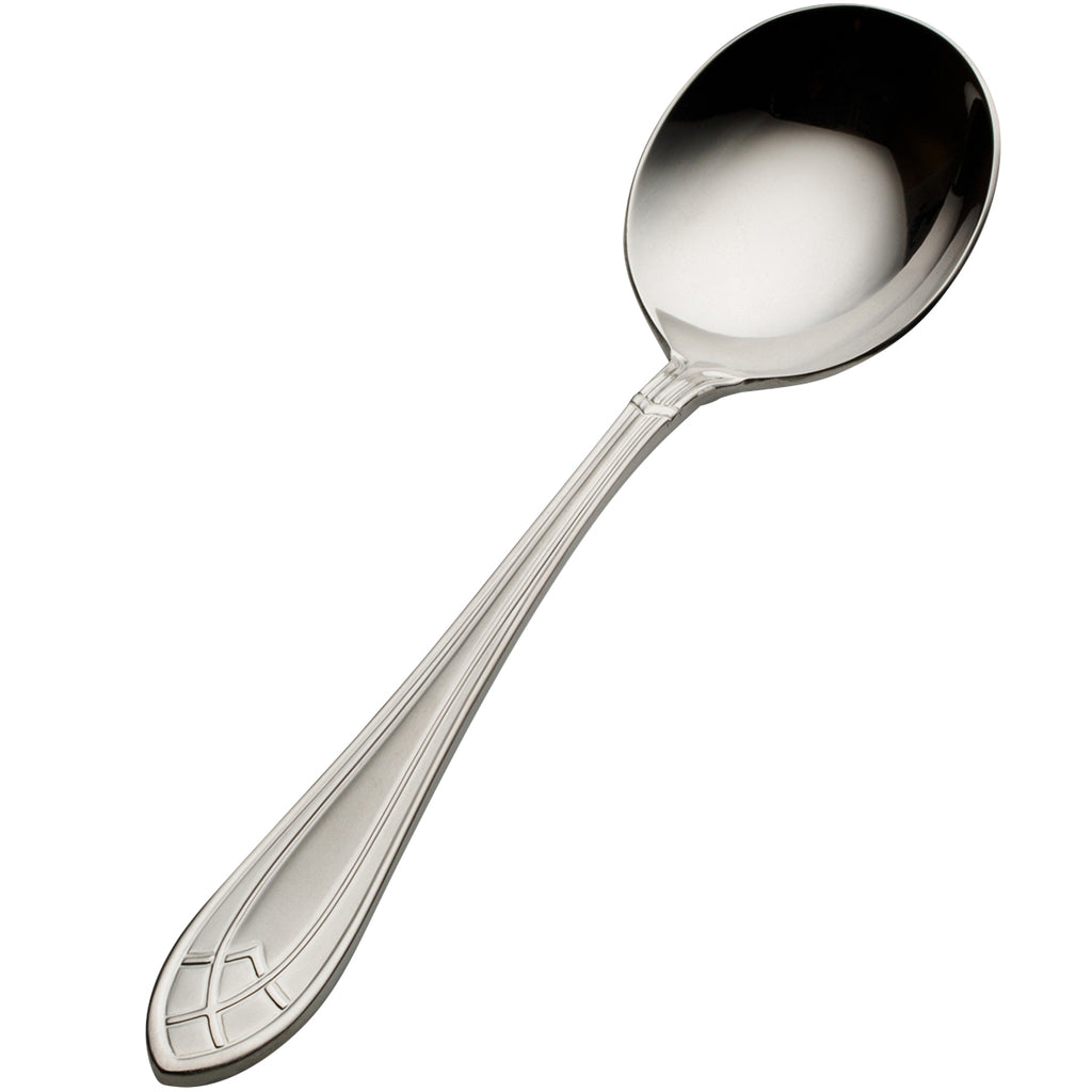 Bon Chef S1401 Viva 6 5/16" 18/10 Stainless Steel Bouillon Spoon - 12/Pack