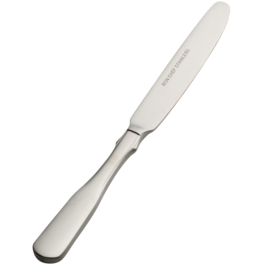 Bon Chef S1917 Liberty 6 15/16" 13/0 Stainless Steel European Size Solid Handle Butter Knife - 12/Pack