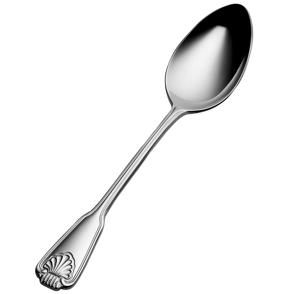 Bon Chef S2003 Shell 7 9/16" 18/10 Stainless Steel Soup / Dessert Spoon - 12/Pack