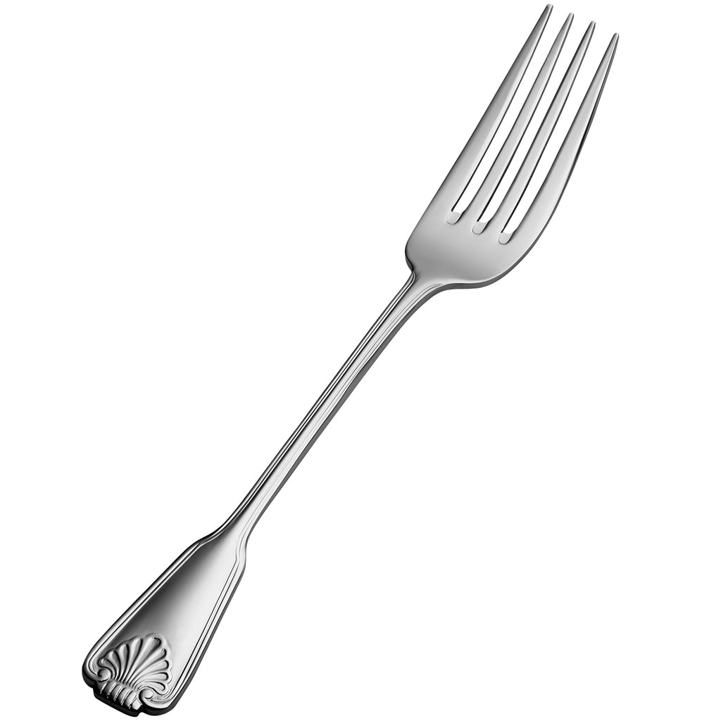 Bon Chef S2006 Shell 8 9/16" 18/10 Stainless Steel European Size Dinner Fork - 12/Pack