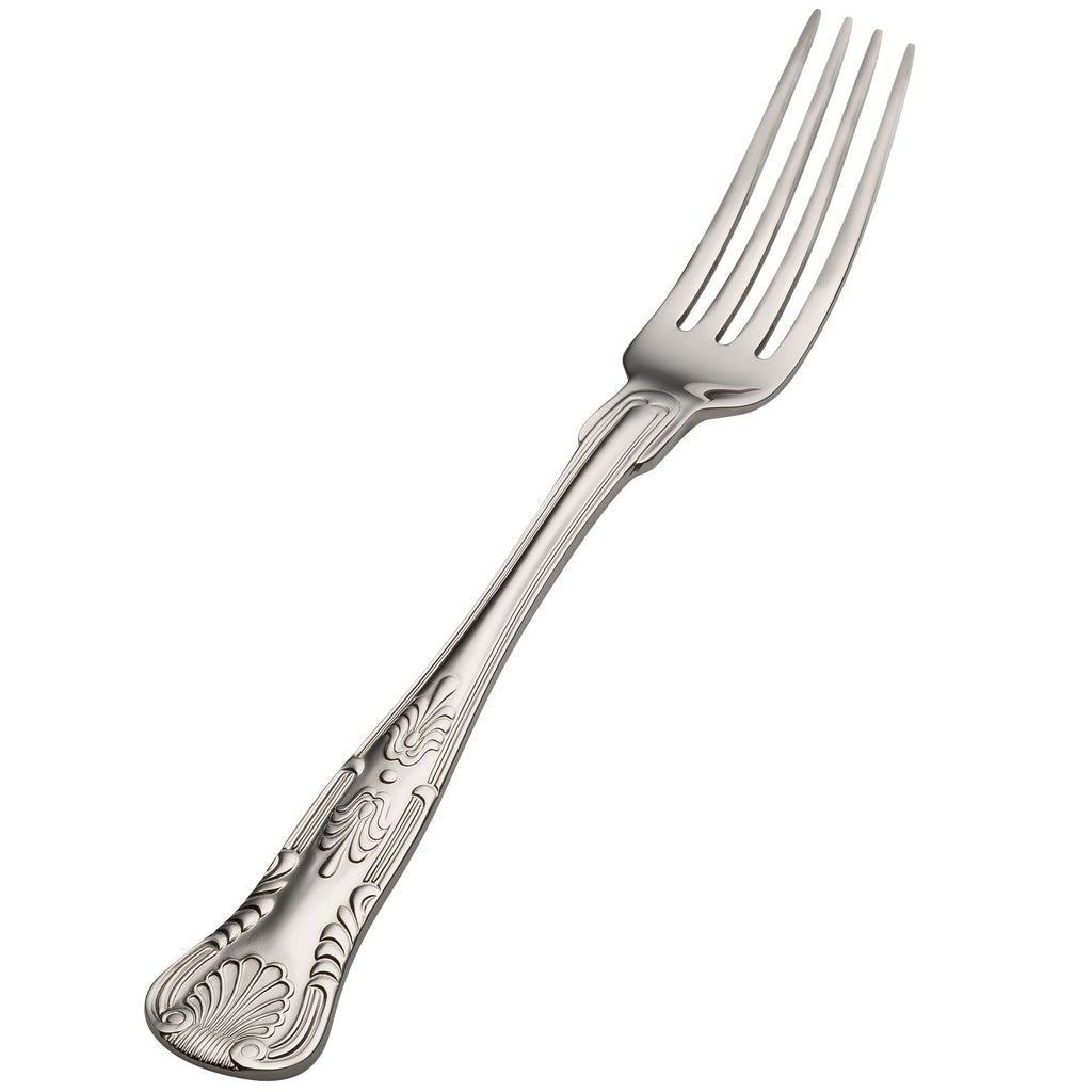 Bon Chef S2706 Kings 8 3/8" 18/10 Stainless Steel European Size Dinner Fork - 12/Pack