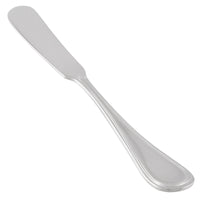 World Tableware 774 053 Geneva 6 5/8" 18/8 Stainless Steel Extra Heavy Weight Butter Spreader with Flat Handle - 12/Pack