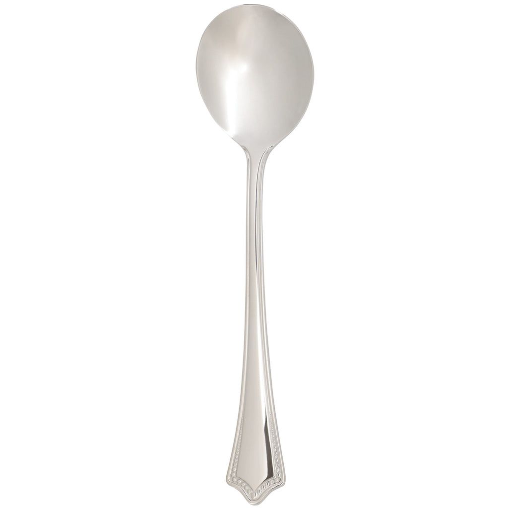 Arcoroc FK709 Amaryllis 7 1/8" 18/0 Stainless Steel Solid Handle Heavy Weight Soup Spoon by Arc Cardinal - 12/Pack