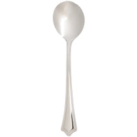 Arcoroc FK709 Amaryllis 7 1/8" 18/0 Stainless Steel Solid Handle Heavy Weight Soup Spoon by Arc Cardinal - 12/Pack