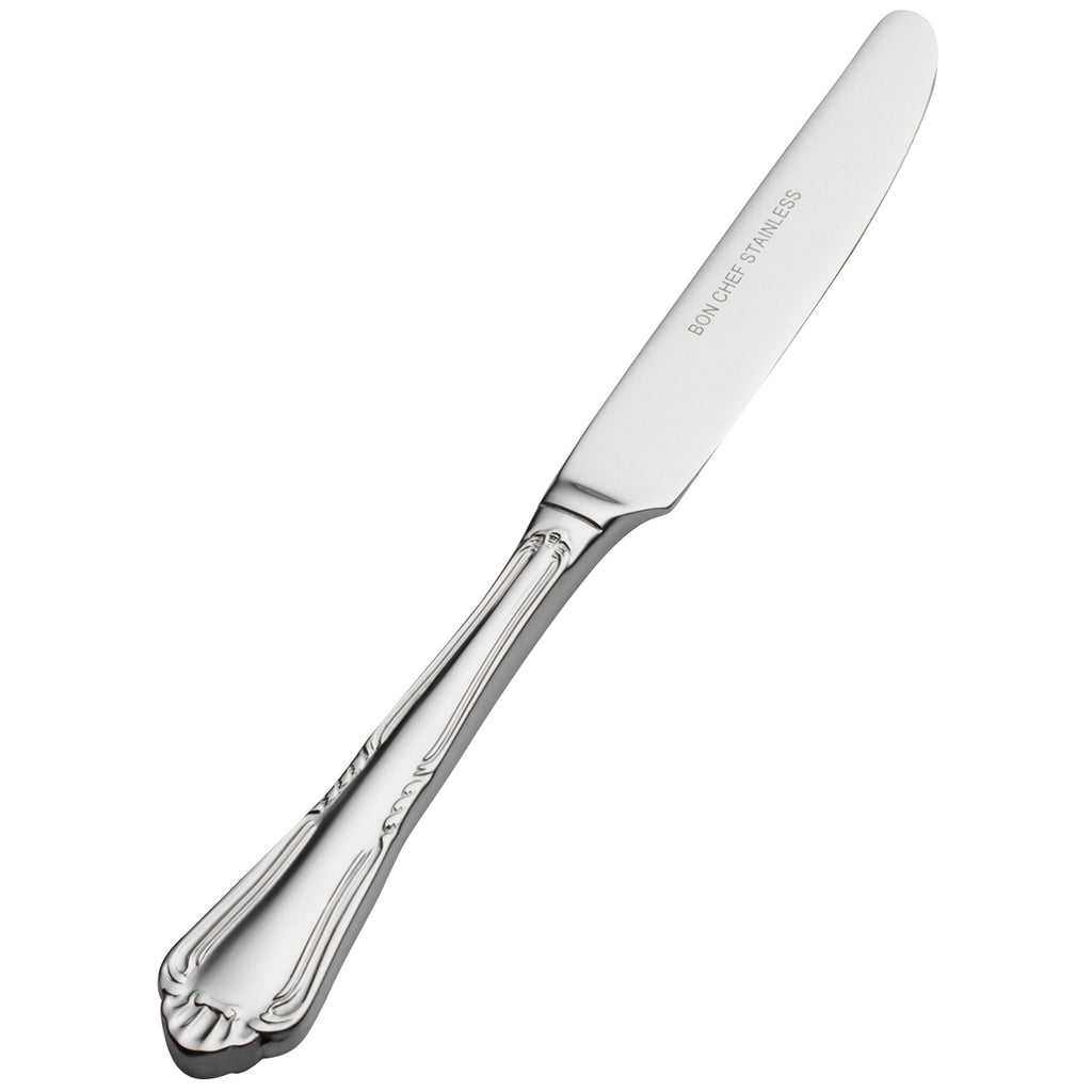 Bon Chef S1517 Sorento 7" 13/0 Stainless Steel Extra Heavy Weight European Solid Handle Butter Knife - 12/Pack