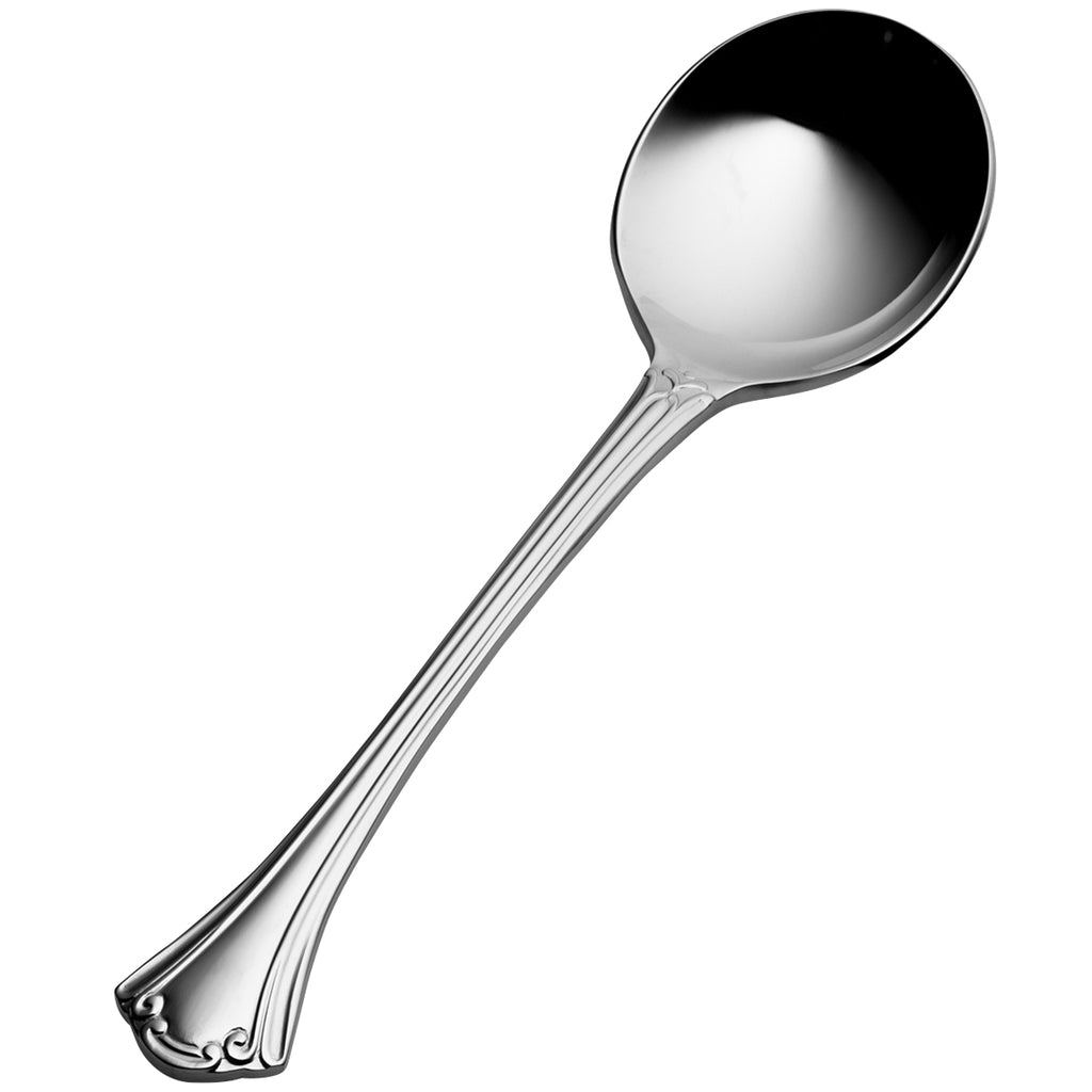 Bon Chef S2101 Breeze 6 1/4" 18/10 Stainless Steel Extra Heavy Weight Bouillon Spoon - 12/Pack