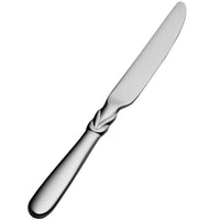 Bon Chef S2317 Forever 6 15/16" 13/0 Stainless Steel Extra Heavy Weight European Solid Handle Butter Knife - 12/Pack