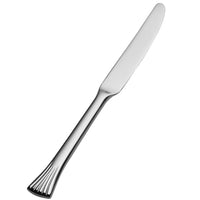 Bon Chef S2817 Mimosa 6 7/8" 13/0 Stainless Steel Extra Heavy Weight European Solid Handle Butter Knife - 12/Pack
