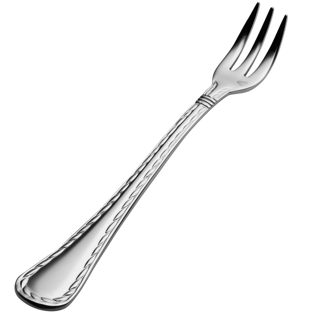 Bon Chef S408 Amore 5 5/8" 18/10 Extra Heavy Weight Stainless Steel Oyster/Cocktail Fork - 12/Pack