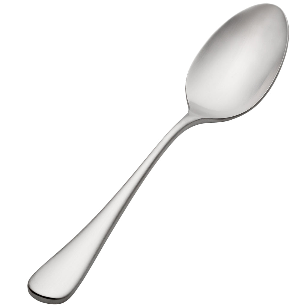 Bon Chef S4103 Como Satin Finish 8" 18/10 Extra Heavy Weight Stainless Steel Soup / Dessert Spoon - 12/Pack