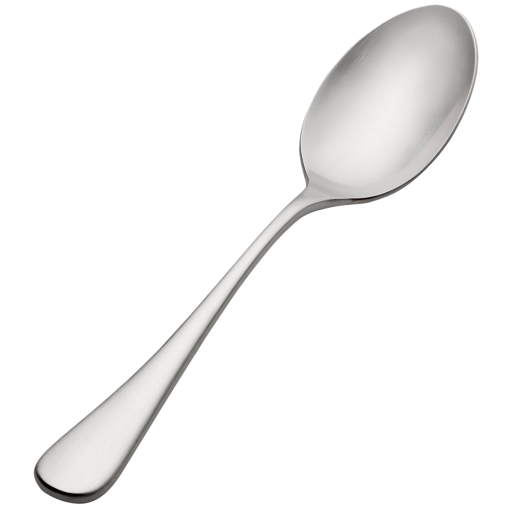 Bon Chef S4104 Como Satin Finish 8 1/2" 18/10 Extra Heavy Weight Stainless Steel Table / Serving Spoon - 12/Pack