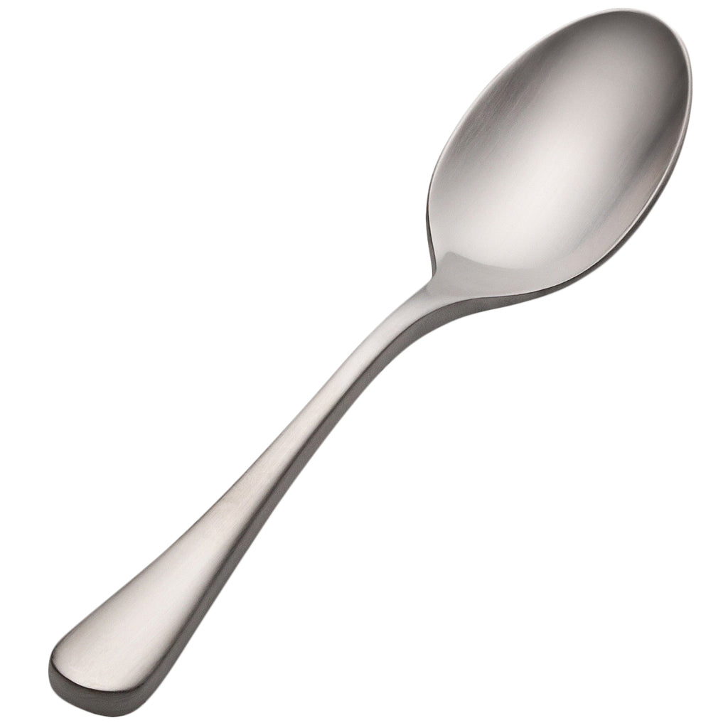 Bon Chef S4116 Como Satin Finish 4 7/8" 18/10 Extra Heavy Weight Stainless Steel Demitasse Spoon - 12/Pack