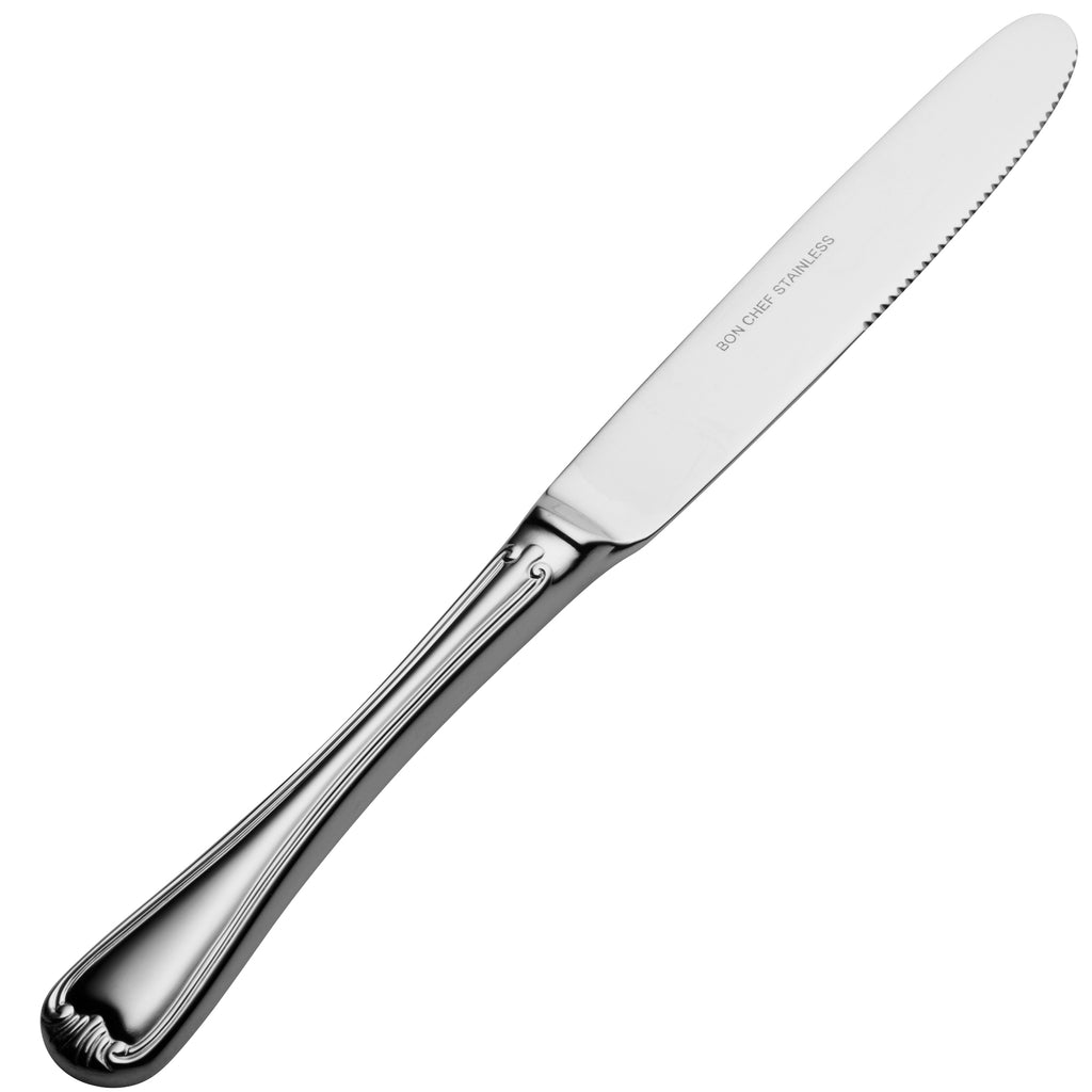 Bon Chef S909 Renoir 9 1/4" 13/0 Extra Heavy Weight Stainless Steel Hollow Handle Regular Dinner Knife - 12/Pack