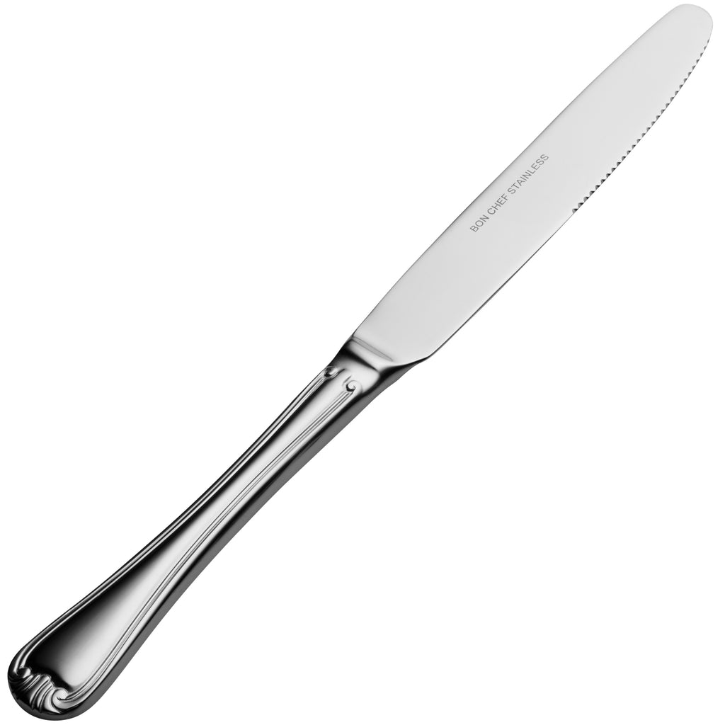 Bon Chef S911 Renoir 9 1/4" 13/0 Extra Heavy Weight Stainless Steel Solid Handle Regular Dinner Knife - 12/Pack