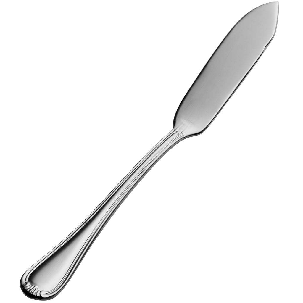 Bon Chef S913 Renoir 6 5/8" 18/10 Extra Heavy Weight Stainless Steel Flat Handle Butter Spreader - 12/Pack