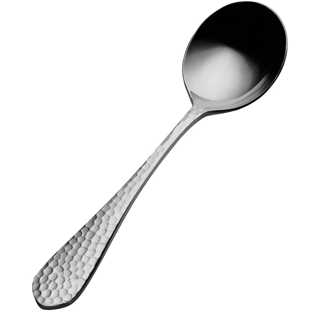 Bon Chef SBS1201 Reflections 6 1/4" 18/0 Extra Heavy Weight Bonsteel Bouillon Spoon - 12/Pack