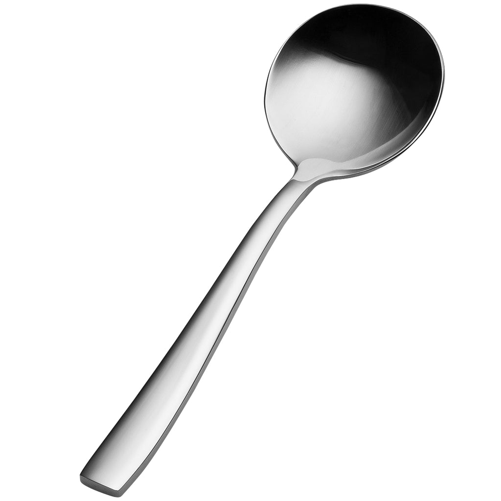 Bon Chef SBS3001 Manhattan 6 3/8" 18/0 Extra Heavy Weight Bonsteel Bouillon Spoon - 12/Pack