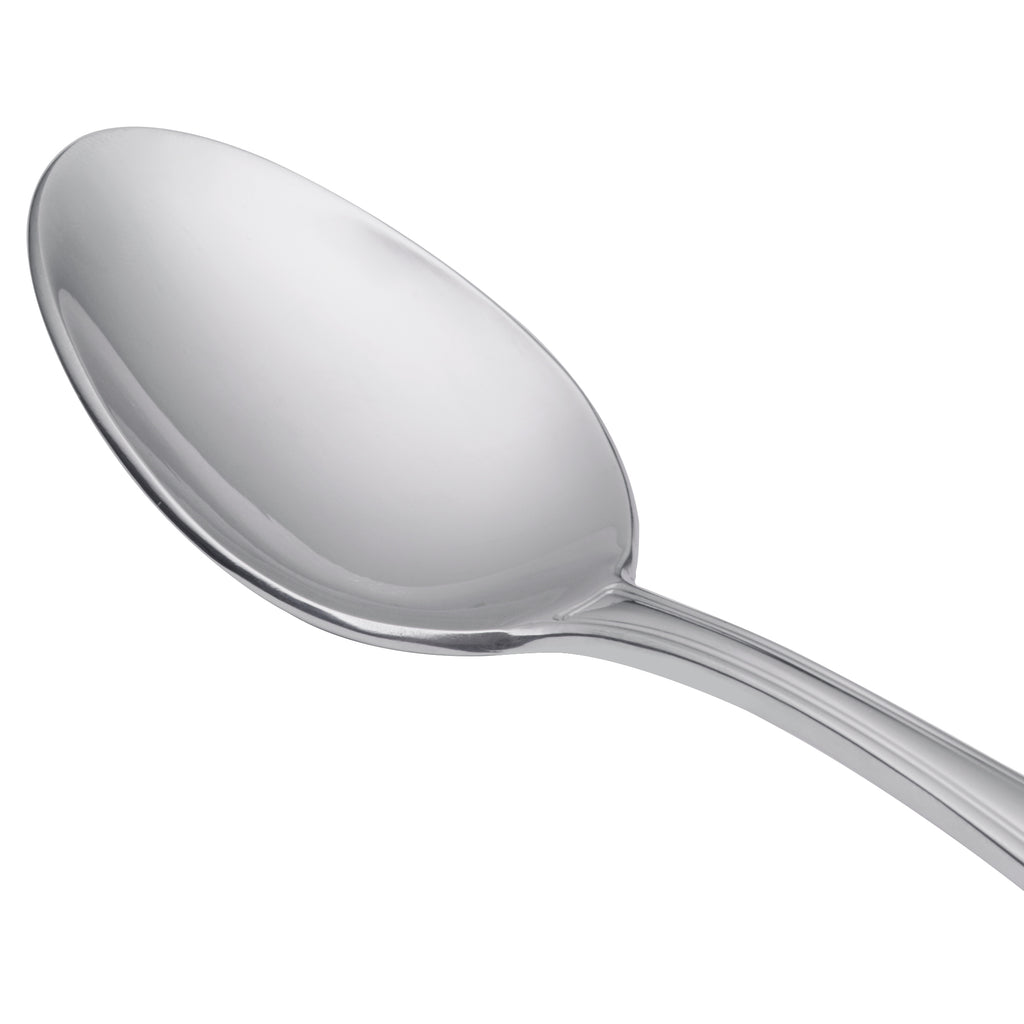 World Tableware 239 002 Antique 7 1/4" 18/0 Stainless Steel Heavy Weight Dessert Spoon - 12/Pack