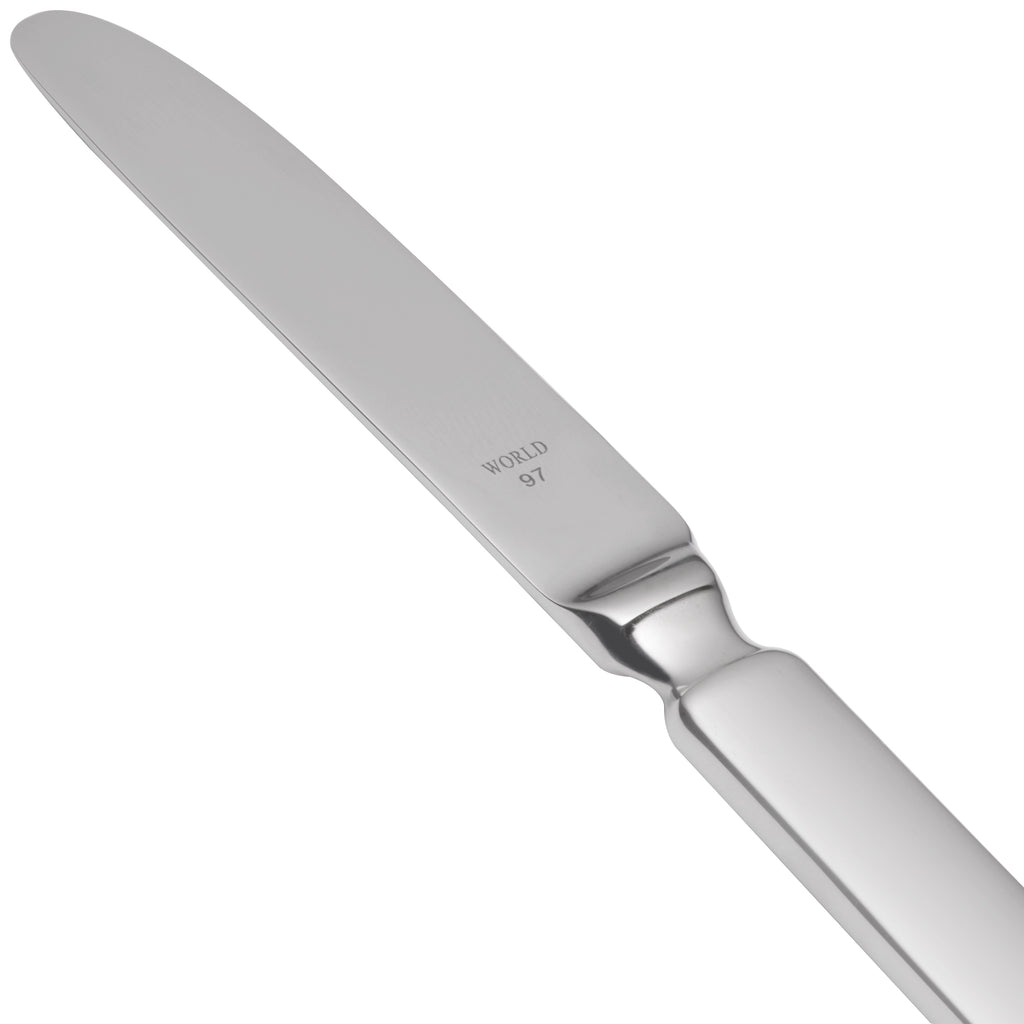 World Tableware 213 554 Baguette 7 1/2" 18/0 Stainless Steel Heavy Weight Plain Solid Handle Bread and Butter Knife - 12/Pack
