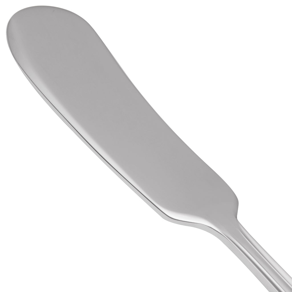 World Tableware 256 053 Cortland 5 7/8" 18/0 Stainless Steel Heavy Weight Flat Handle Butter Knife / Spreader - 12/Pack