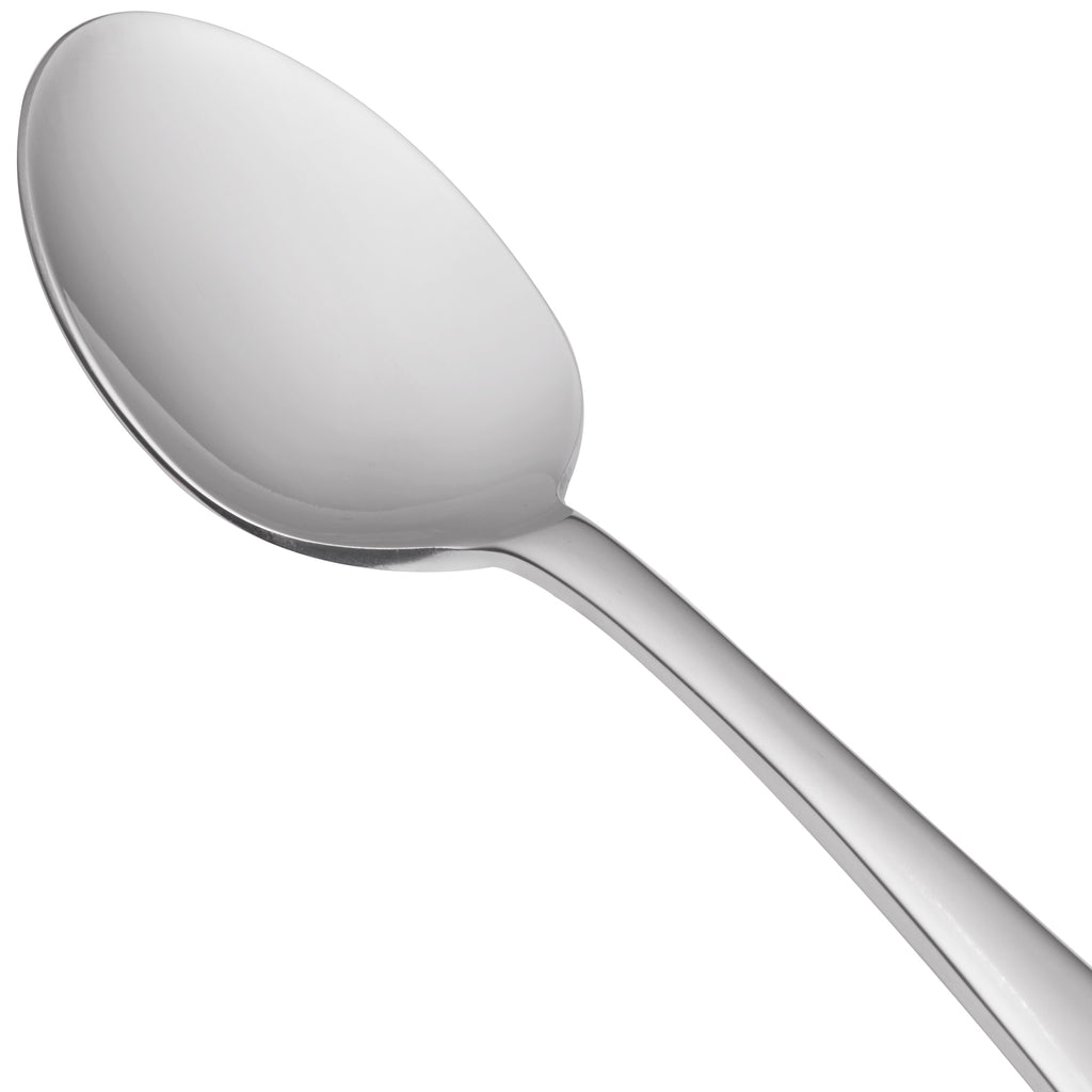 World Tableware 467 002 Auberge 7" 18/0 Stainless Steel Heavy Weight Dessert Spoon - 12/Pack