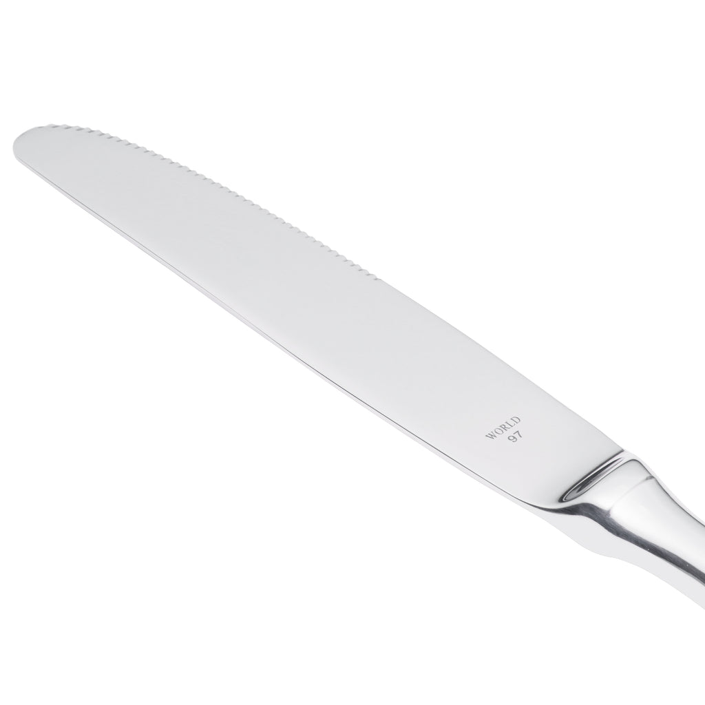 World Tableware 213 2702 Baguette 9 3/4" 18/0 Stainless Steel Heavy Weight Fluted Hollow Handle Dinner Knife - 12/Pack