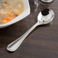 Reed & Barton RB112-016 Chestnut Hill 5 5/8" 18/10 Stainless Steel Extra Heavy Weight Bouillon Spoon - 12/Pack