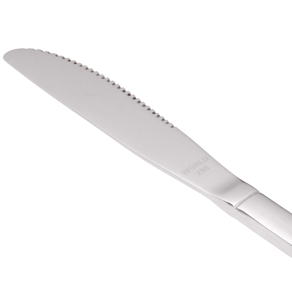 World Tableware 965 5262 Columbus 8 5/8" 18/0 Stainless Steel Heavy Weight Fluted Solid Handle Entree Knife - 12/Pack
