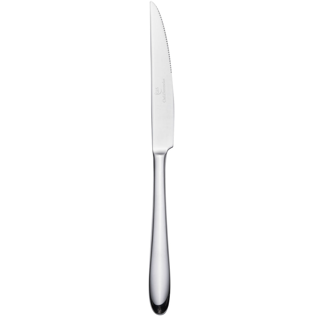 Chef & Sommelier T0426 Lazzo 9 1/2" 18/10 Stainless Steel Extra Heavy Weight Steak Knife by Arc Cardinal - 12/Pack