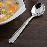 Reed & Barton RB128-016 Stitch 6 1/8" 18/10 Stainless Steel Extra Heavy Weight Bouillon Spoon - 12/Pack