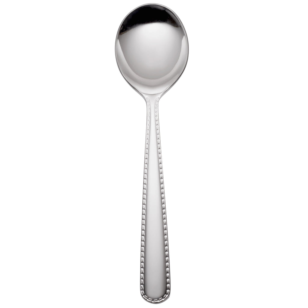 Reed & Barton RB128-016 Stitch 6 1/8" 18/10 Stainless Steel Extra Heavy Weight Bouillon Spoon - 12/Pack