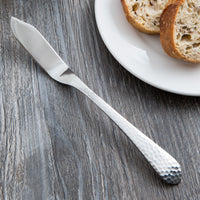 Reed & Barton RB133-053 Hammered Antique 7 1/8" 18/10 Stainless Steel Extra Heavy Weight Butter Knife / Spreader - 12/Pack