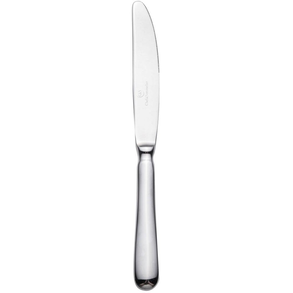 Chef & Sommelier T4908 Renzo 8 3/8" 18/10 Stainless Steel Extra Heavy Weight Solid Handle Dessert Knife by Arc Cardinal - 12/Pack